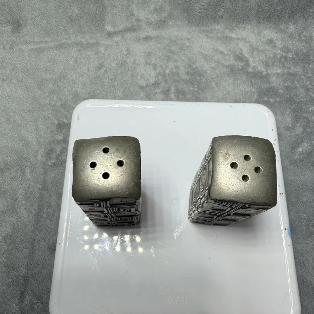 vintage metal mayans salt and pepper shakers heavy & durable